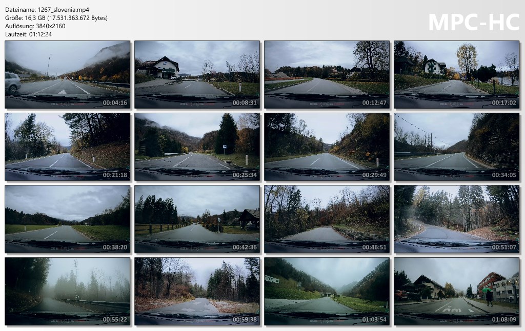  Pictures from Video 【4K 60fps】1 ¼ HOUR RELAXATION FILM: «Driving in Slovenia (Europe)» Ultra HD UHD 2160p AmbientTV
