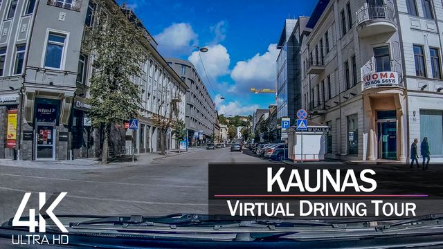【4K 60fps】¼ HOUR RELAXATION FILM: «Driving in Kaunas (Lithuania)» Ultra HD (for 2160p Ambient TV)