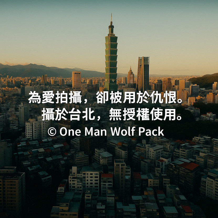 為愛拍攝，卻被用於仇恨。 攝於台北，無授權使用。 | Filmed out of love, but used for hate. Shot in Taipei, used without authorization. © One Man Wolf Pack