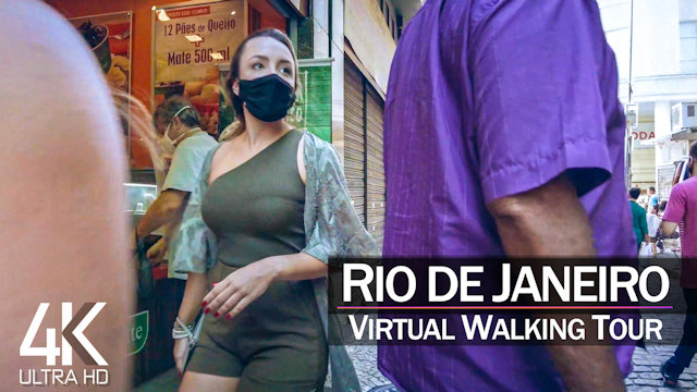 【4K 60fps】VIRTUAL WALKING TOUR: «Downtown Rio de Janeiro - Brazil 2021» | Original Sounds RJ