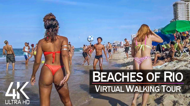 【4K 60fps】VIRTUAL BEACH WALKING TOUR: «Leblon to Copacabana - Brasil 2021» | Original Sounds UHD