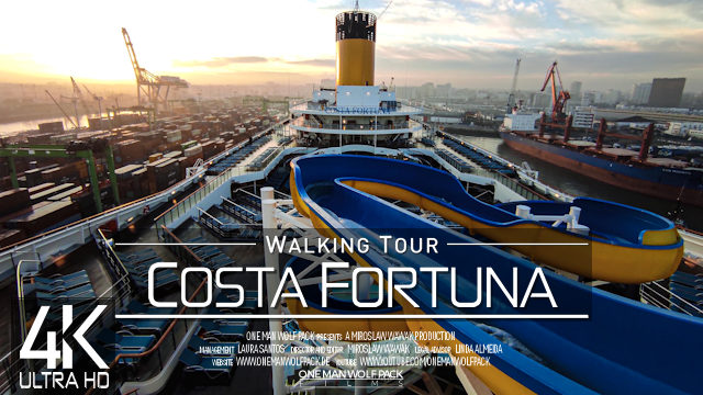 【4K 60fps】VIRTUAL WALKING TOUR: «The COSTA FORTUNA - Cruise Ship 2023» | NO COMMENT UHD ASMR