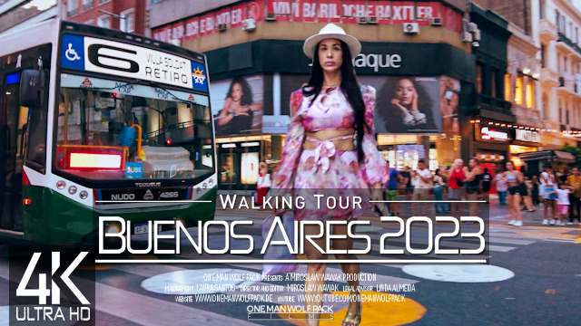 【4K 60fps】SUNSET WALKING TOUR: «Buenos Aires - Capital of Argentina 2023» |ORIGINAL STREET SOUNDS