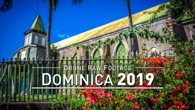 【4K】Drone RAW Footage | DOMINICA 2019 ..:: Roseau :: Marigot :: Pont Casse | UltraHD Stock Video