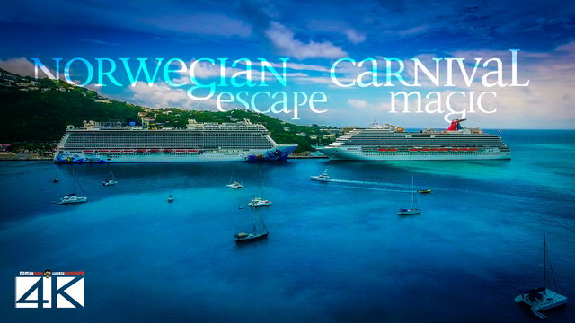 【4K】CRUISE SHIPS from Above | Carnival Magic & Norwegian Escape 2020 | USVI | Cinematic Wolf Aerial™