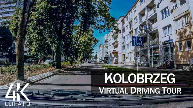 【4K 60fps】½ HOUR RELAXATION FILM: «Driving in Kolobrzeg (Poland)» Ultra HD (for 2160p Ambient TV)