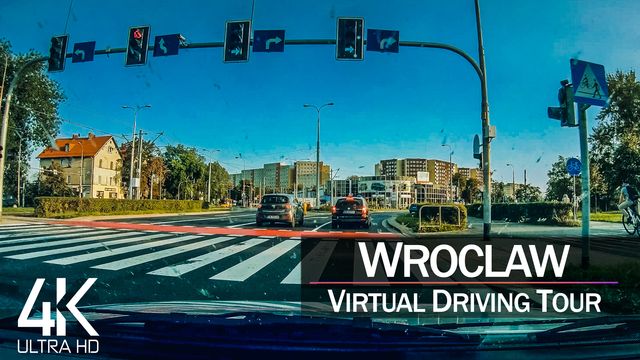 【4K 60fps】½ HOUR RELAXATION FILM: «Driving in Wroclaw (Poland)» Ultra HD (for 2160p Ambient TV)