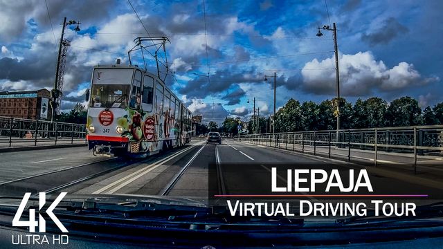 【4K 60fps】½ HOUR RELAXATION FILM: «Driving in Liepaja (Latvia)» Ultra HD (for 2160p Ambient TV)
