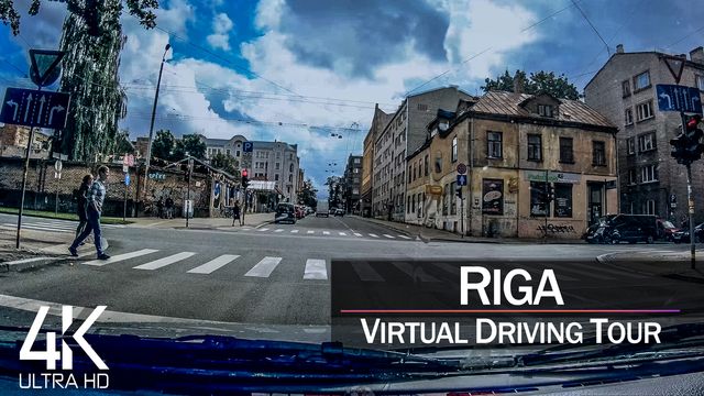 【4K 60fps】¾ HOUR RELAXATION FILM: «Driving in Riga (Capital of Latvia)» Ultra HD (for 2160p TV)