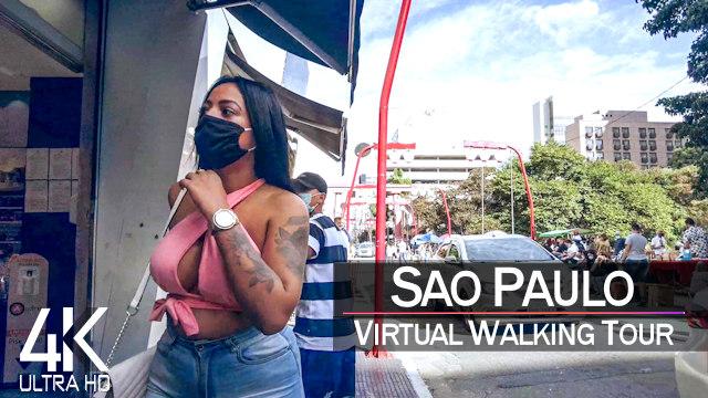【4K  60fps】VIRTUAL WALKING TOUR: «Sao Paulo - Brazil 2021» | City Street Sounds Ultra HD TV